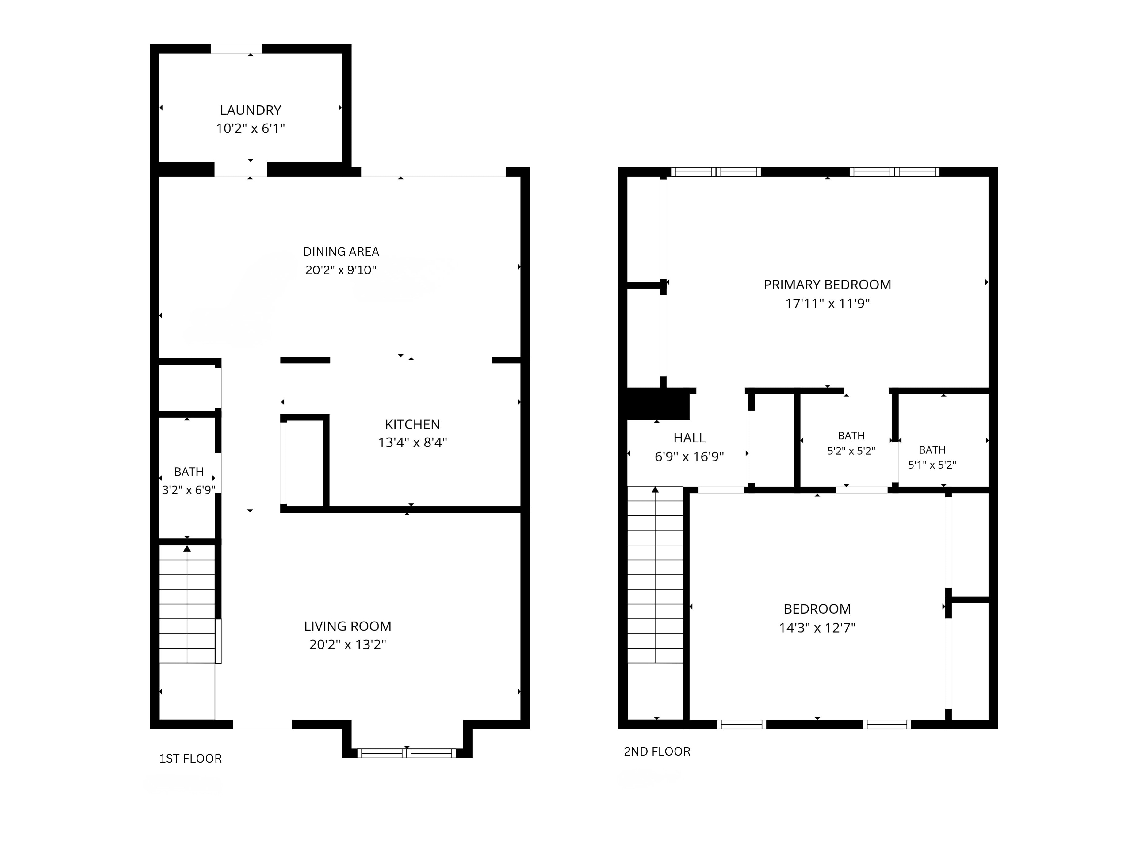 820 Park Lake Cir floor plan — 2 bed / 1.5 bath, 1,432 sq ft